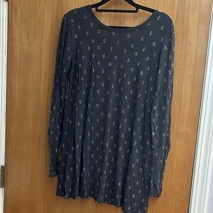Billabong Dark Gray Long Sleeve Dress with Floral Pattern